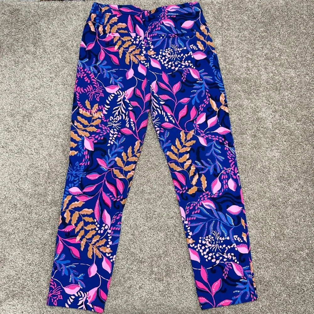 Lilly Pulitzer Kelly Knit Pants Women Size 12 Borealis Blue Absolute Purrfection
